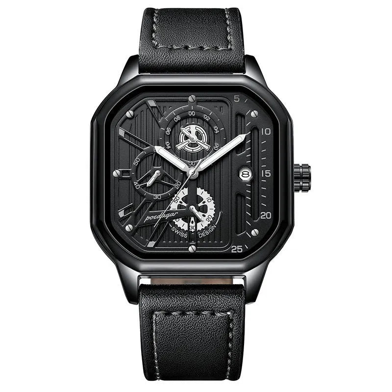 Men's belt style sports watch with quartz movement in 8mm thickness showing colour variations