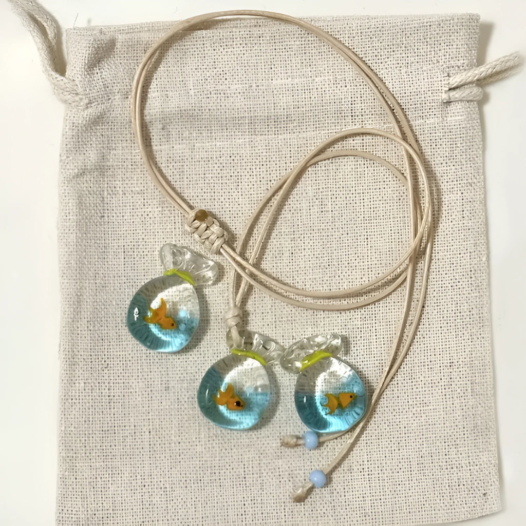 Women's skirt joker design pendant necklace with coloured glaze pendant on cotton-linen clavicle chain