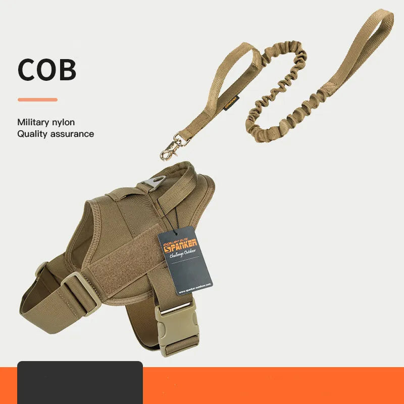 Adjustable dog harness in 1050D nylon with UTX buckle, wolf brown colour, for large and medium dogs