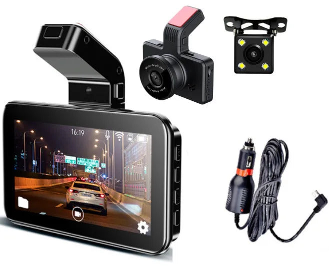 3-inch car DVR dash cam with dual lens system for front and rear recording