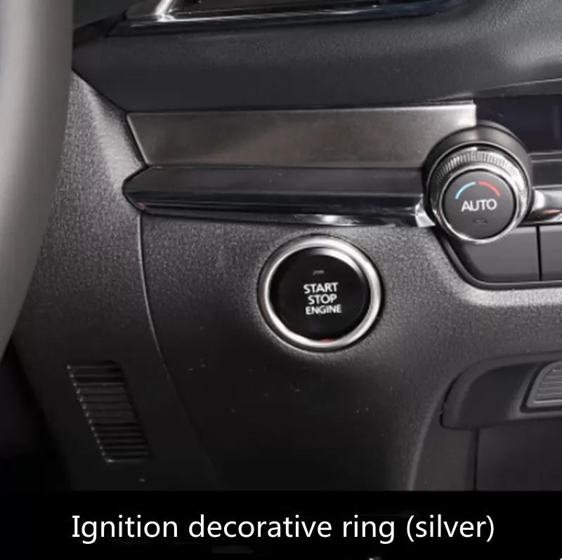 Aluminium alloy decorative stickers for car steering wheel buttons in brushed red, silver, and blue colours