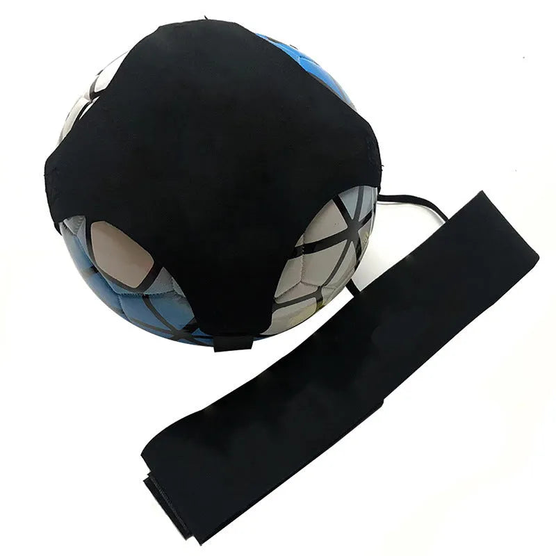 A purple neoprene football juggling belt with a five-corner geometric pattern, laid flat.