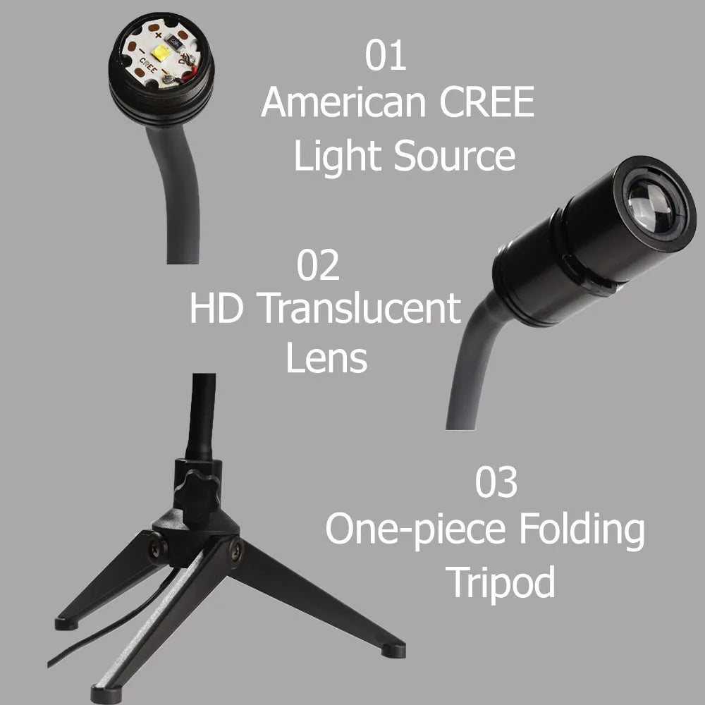 Earth and Moon projection lamp with adjustable hose bracket on a USB cable