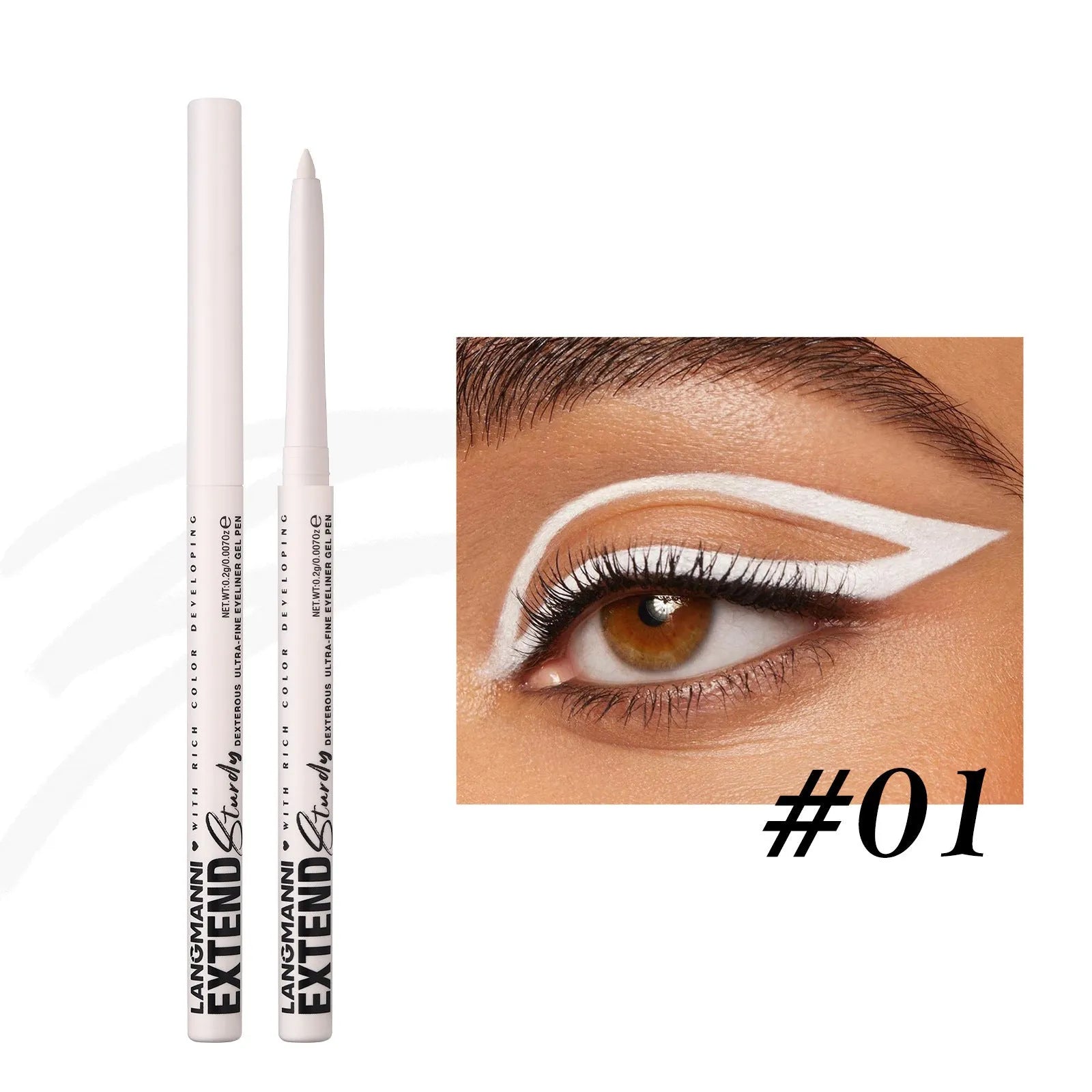12 colourful gel eyeliner pencils with matte, glitter, metallic and pearl effects displayed together
