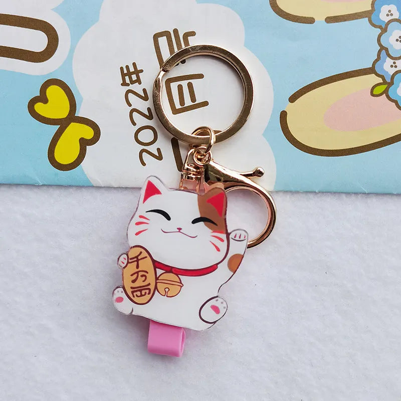 Lucky cat cartoon design certificate set with plastic card sleeve and ferrule pendant
