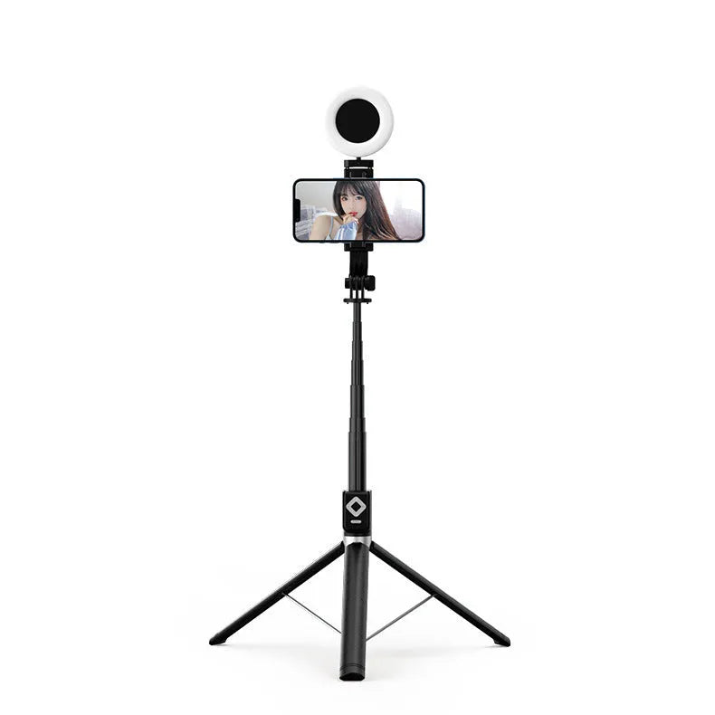 T11 aluminium alloy selfie stick with dual light, available in black and white colours