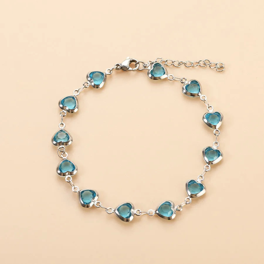 Stainless steel geometric devil's eye heart bracelet with electroplated colour options