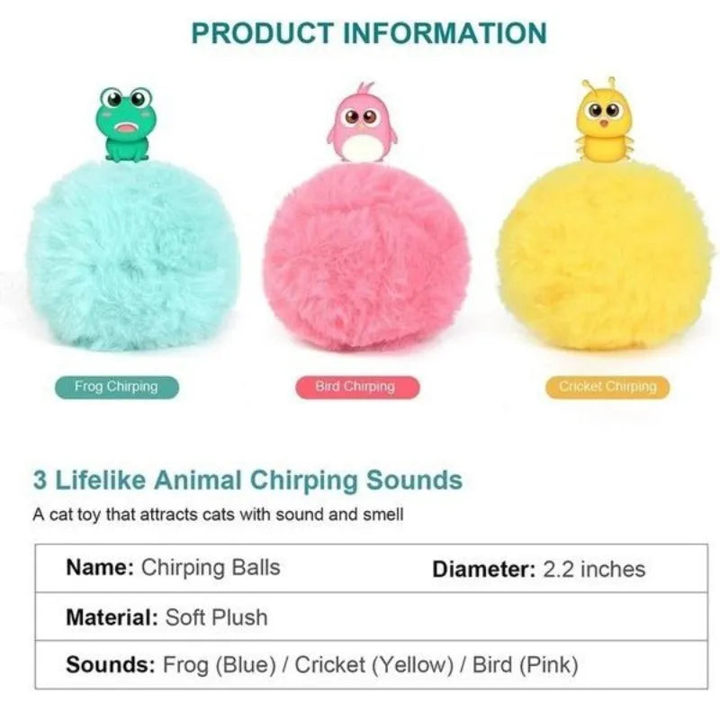 Colourful 55mm interactive cat toy ball with gravity sensor and animal sounds