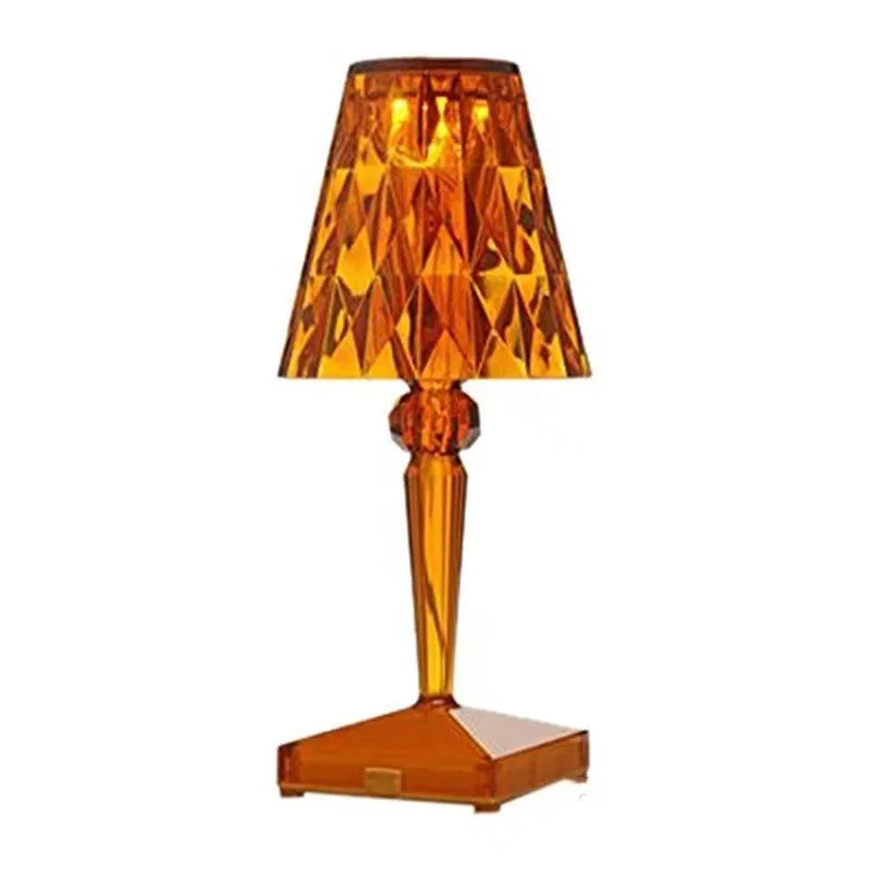 Rose gold plated portable touch projection night light with acrylic base and dimmable lighting