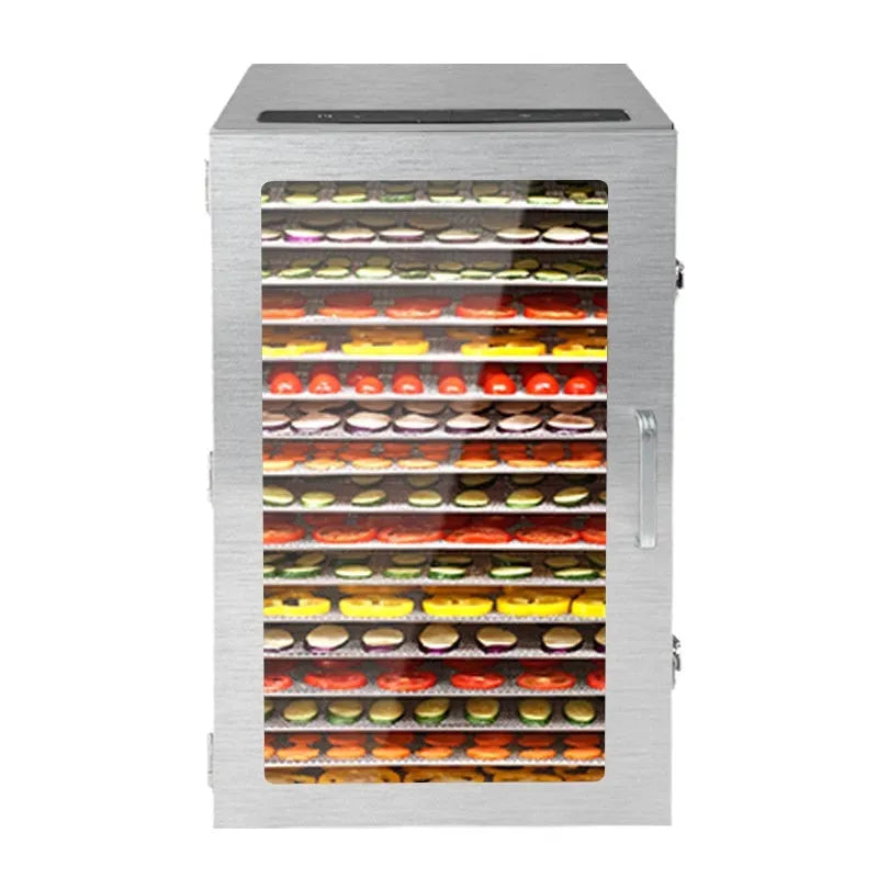 Portable home 18-layer stainless steel fruit dryer with top touch screen and 25L capacity on countertop