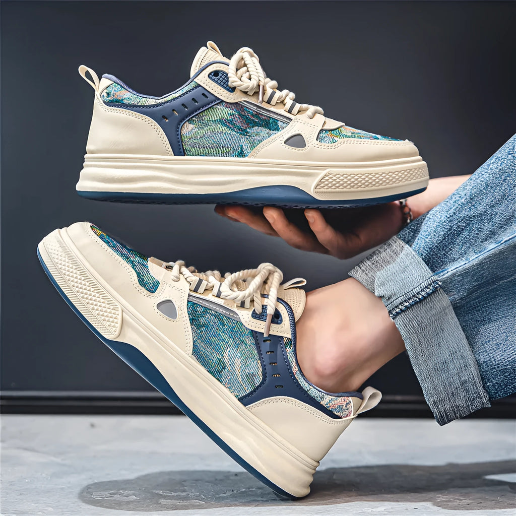 Casual canvas shoes with round toe and flat heel in Milan green or beige colour options