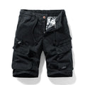 Men's cotton multi-pocket shorts in Army Green with zipper details and a Korean-style fifth-pants length.