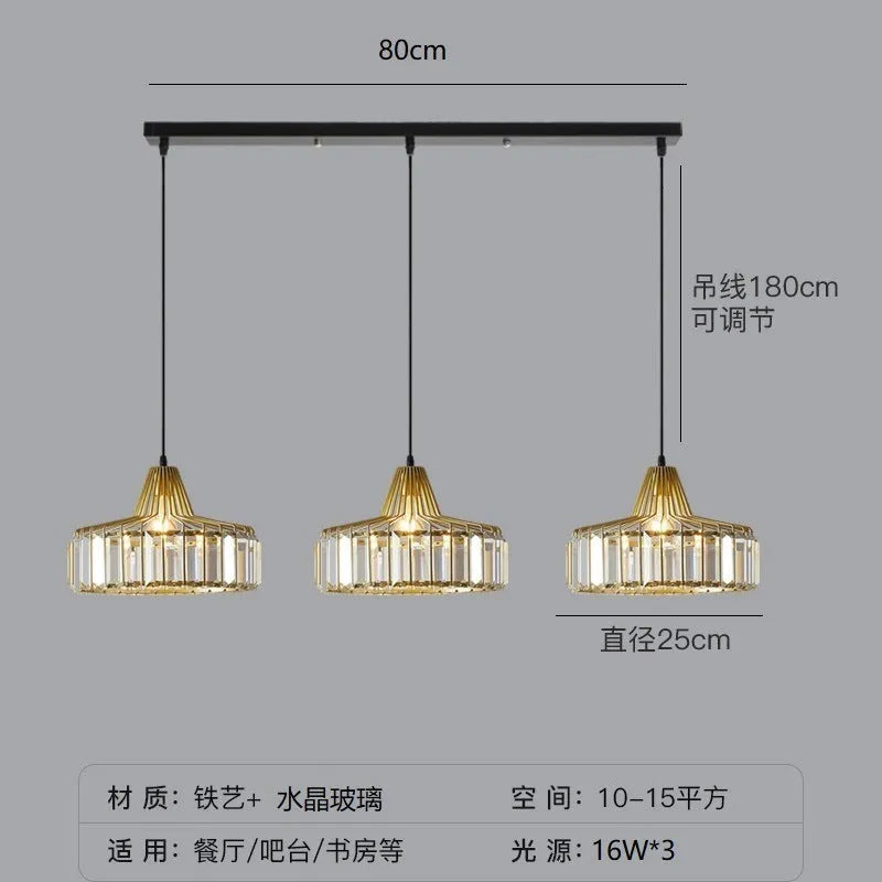 Modern crystal chandelier ceiling lamp in black or gold with LED lighting