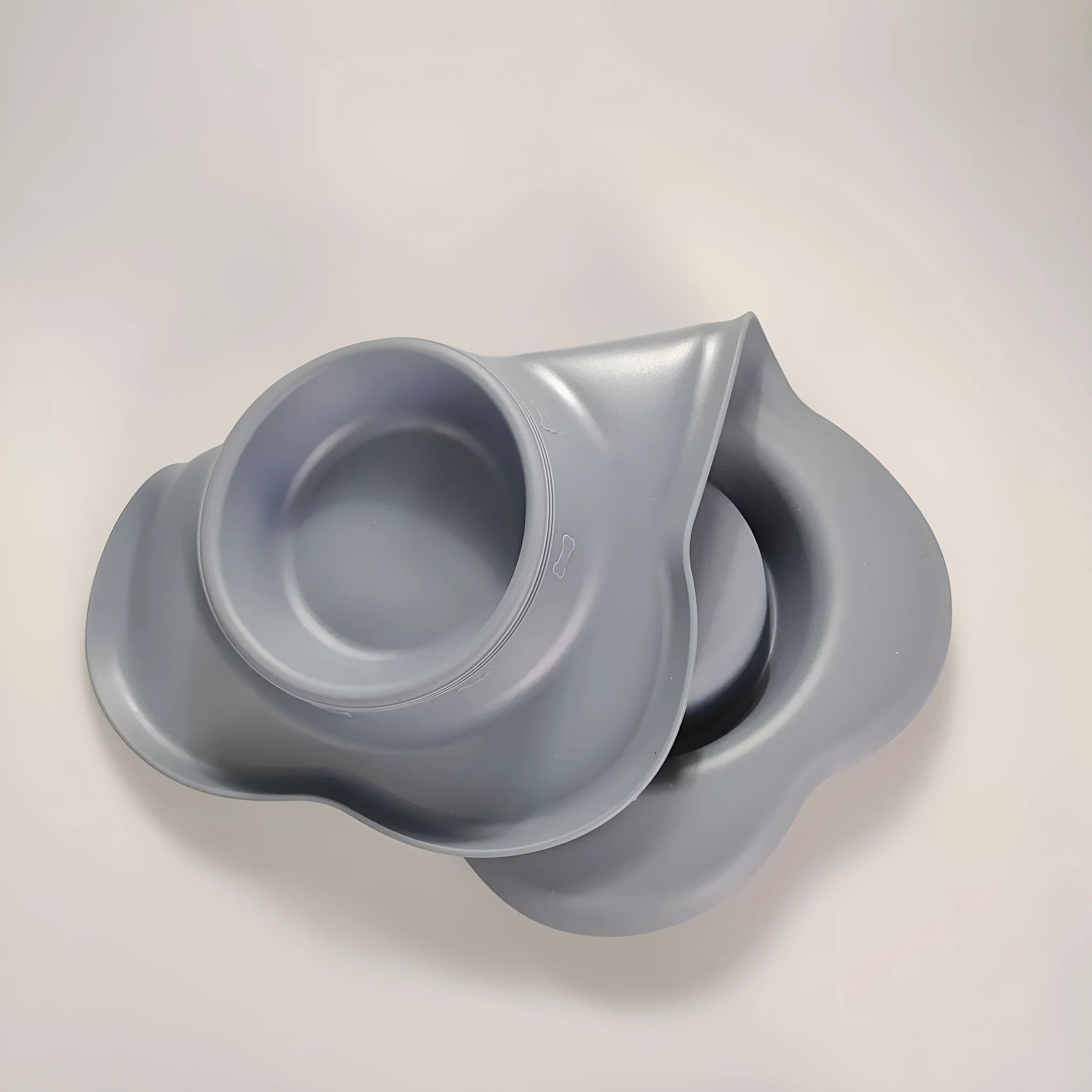 Large silicone double dog bowl with stainless steel insert in multiple colour options