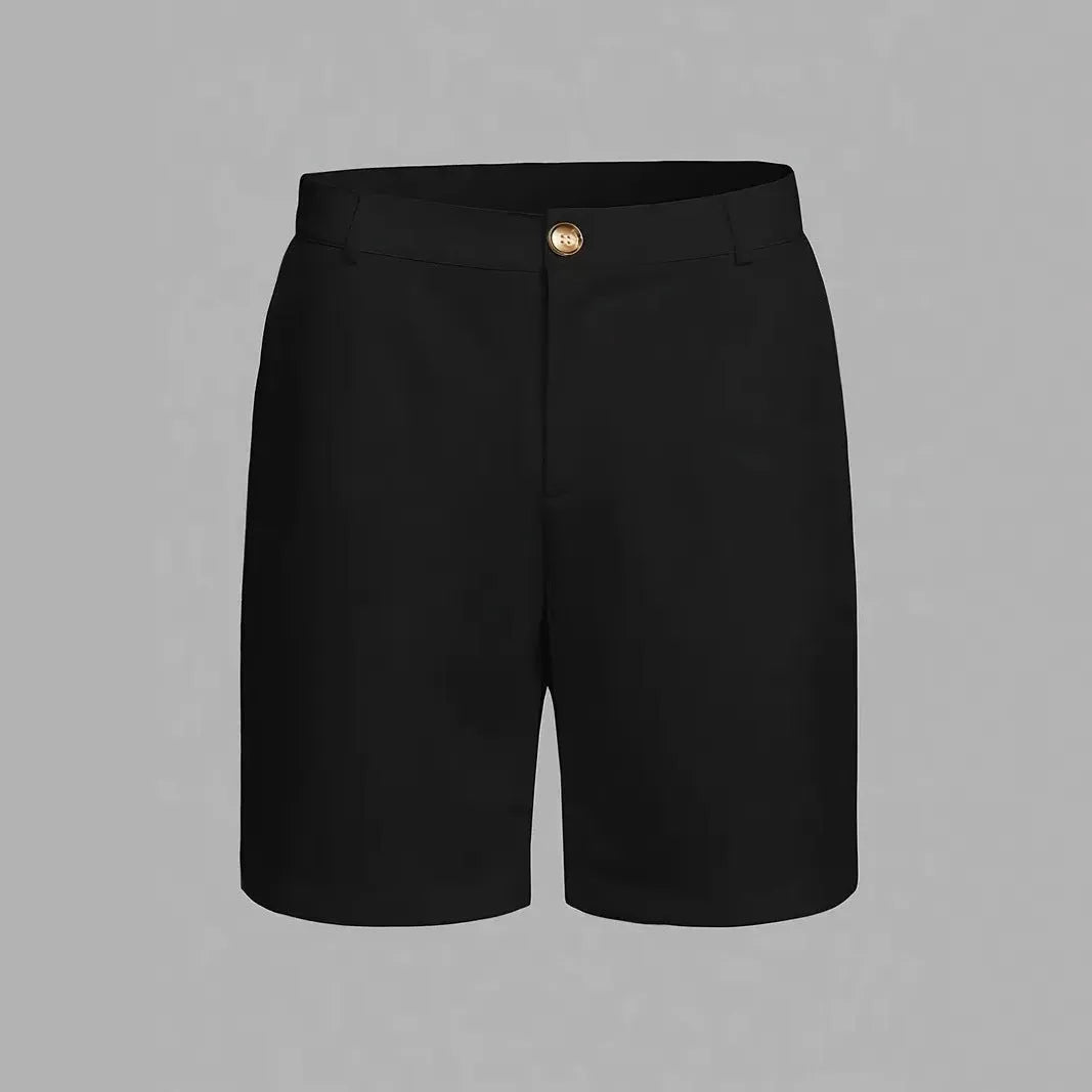 Men's solid colour cotton blend sports shorts with straight leg Korean style design