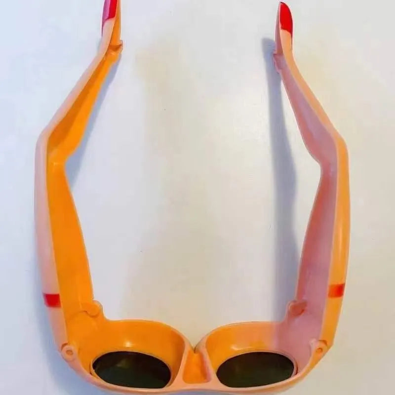 Orange plastic personality sunglasses designed for leg and hip wearing with 15*20*6.3 cm dimensions
