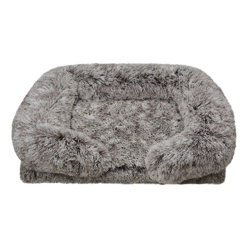 Removable washable square pet house dog bed in gradient grey waterproof cloth size L