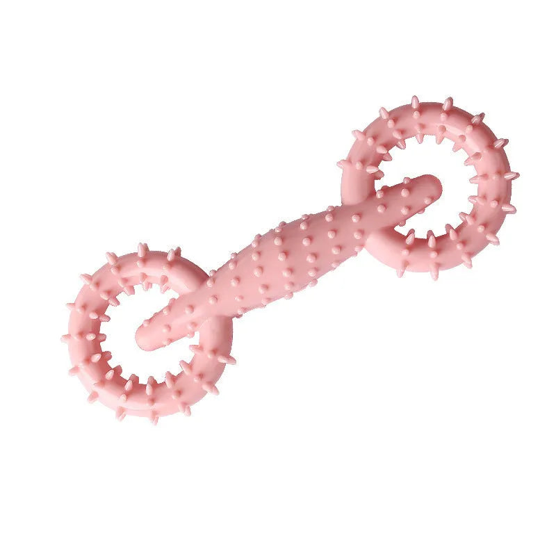 Blue TPR dog chew toy ring with textured surface for teething puppies