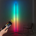 Black smart floor lamp with aluminium alloy body and silicone shade featuring RGBW lighting