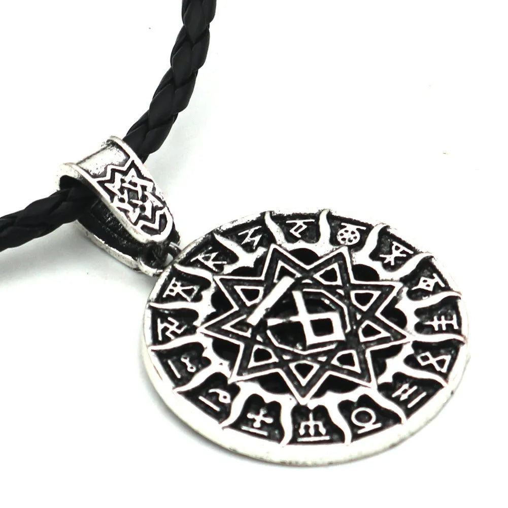 Lunavin ODing logo necklace with Nordic myth pendant on adjustable leather rope or snake bones chain