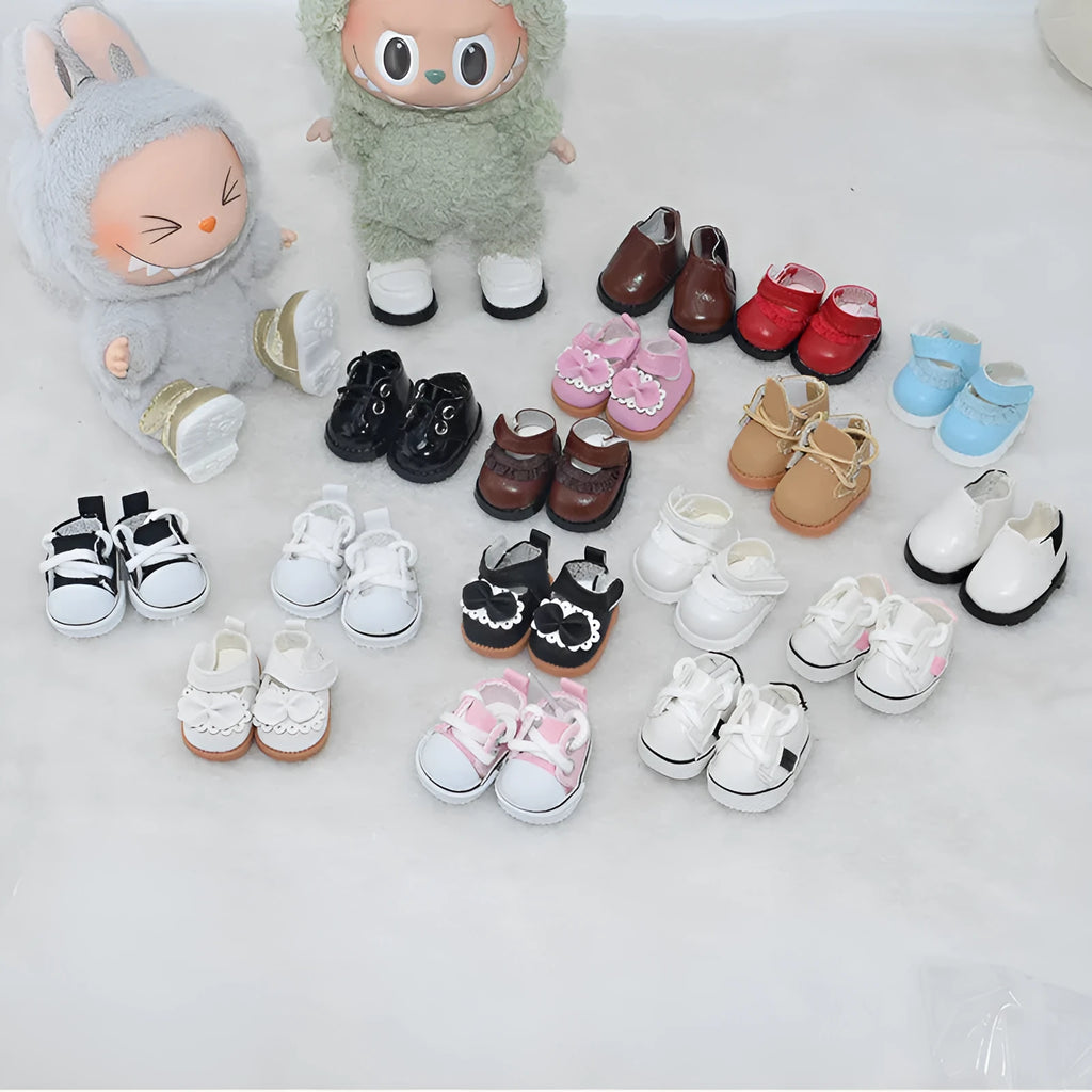 17cm fashion doll replacement shoes in multiple styles including black boots and pink heels