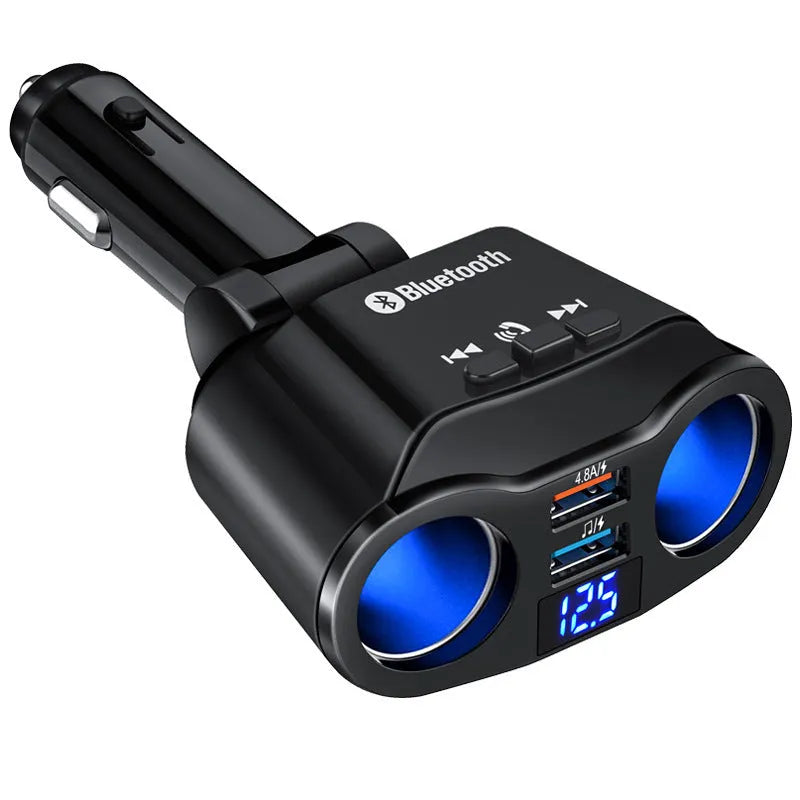 Car Bluetooth FM transmitter with cigarette lighter plug and multiple colour options