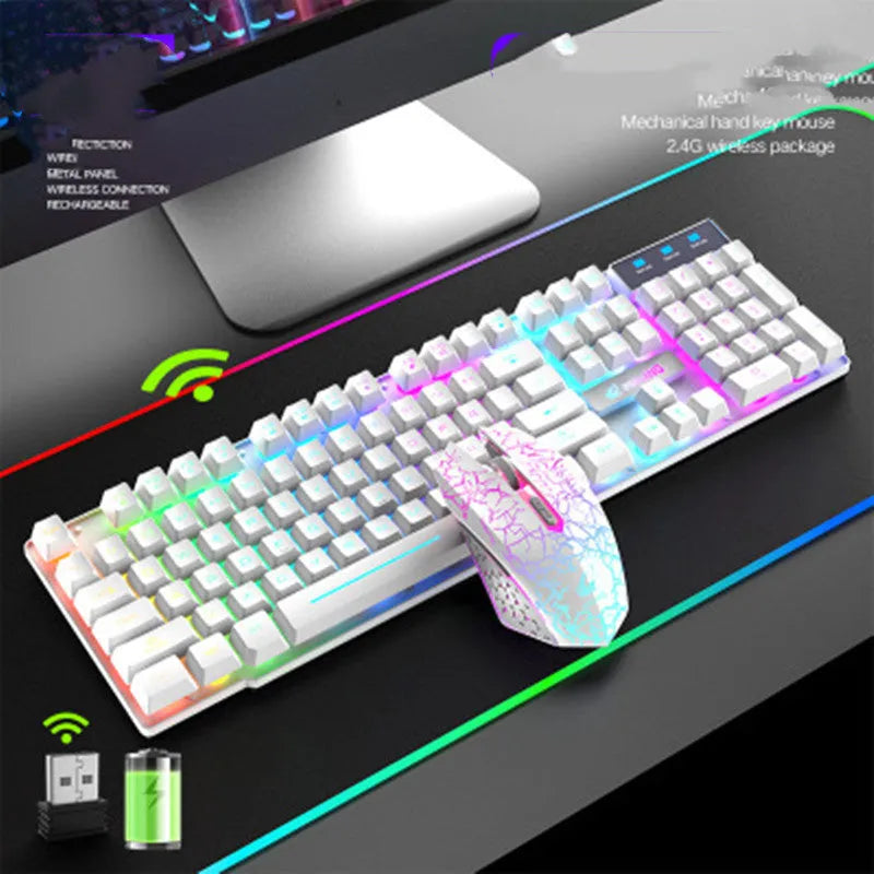 T3 wireless charging keyboard and mouse set with backlit keys and ergonomic design