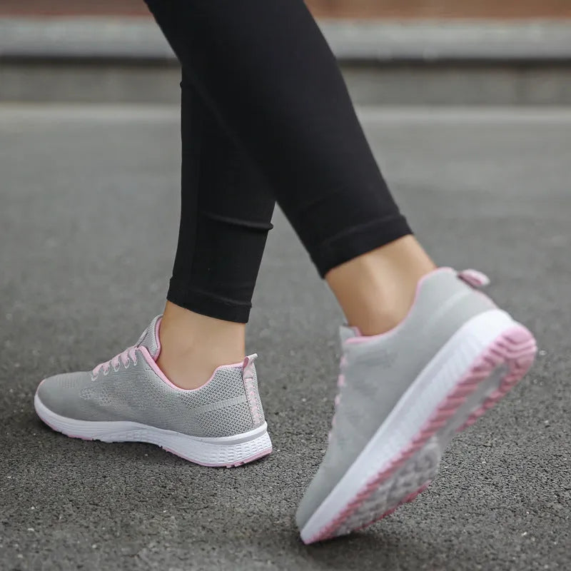 Women's sports sneakers with mesh upper, low wedge heel, available in multiple colours and sizes 35-44