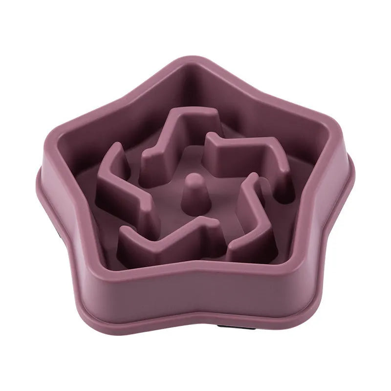 Yellow plastic dog slow feeder bowl with textured bottom pattern measuring 20.1cm diameter