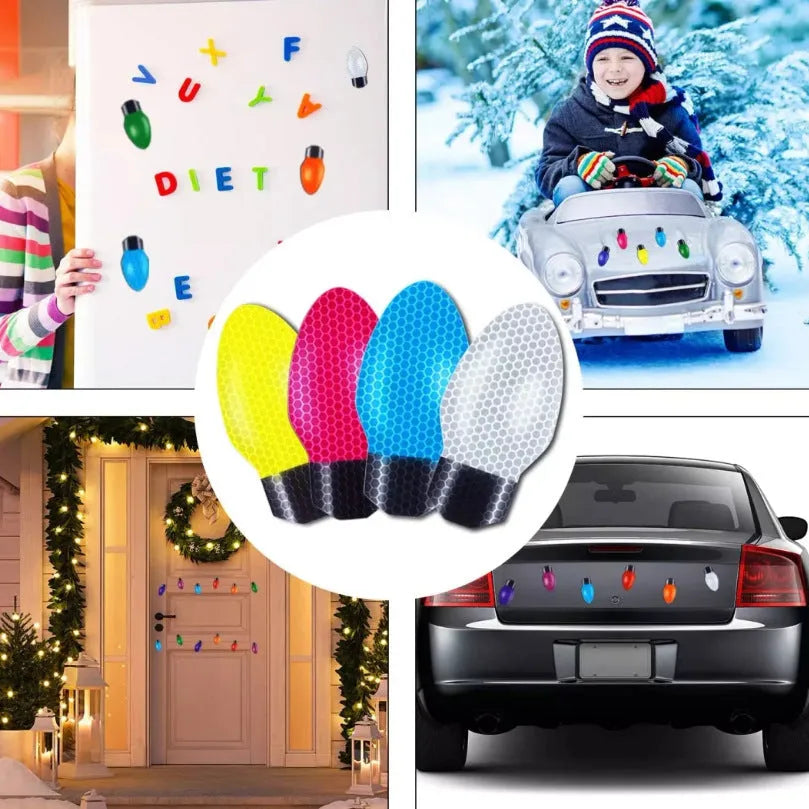 Magnetic Christmas light bulb paste set with 24 reflective bulbs and 12 wires for car decoration