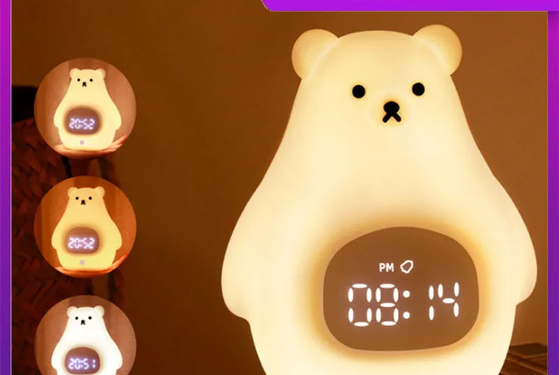 Big white bear cartoon silicone night light with remote control and timer functions