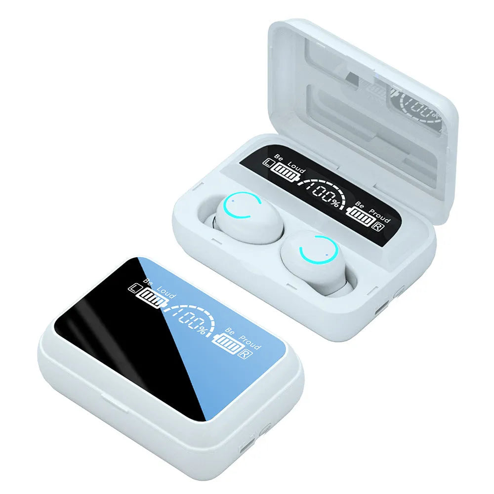 Mini sports in-ear Bluetooth headset with charging bay, black colour, touch controls