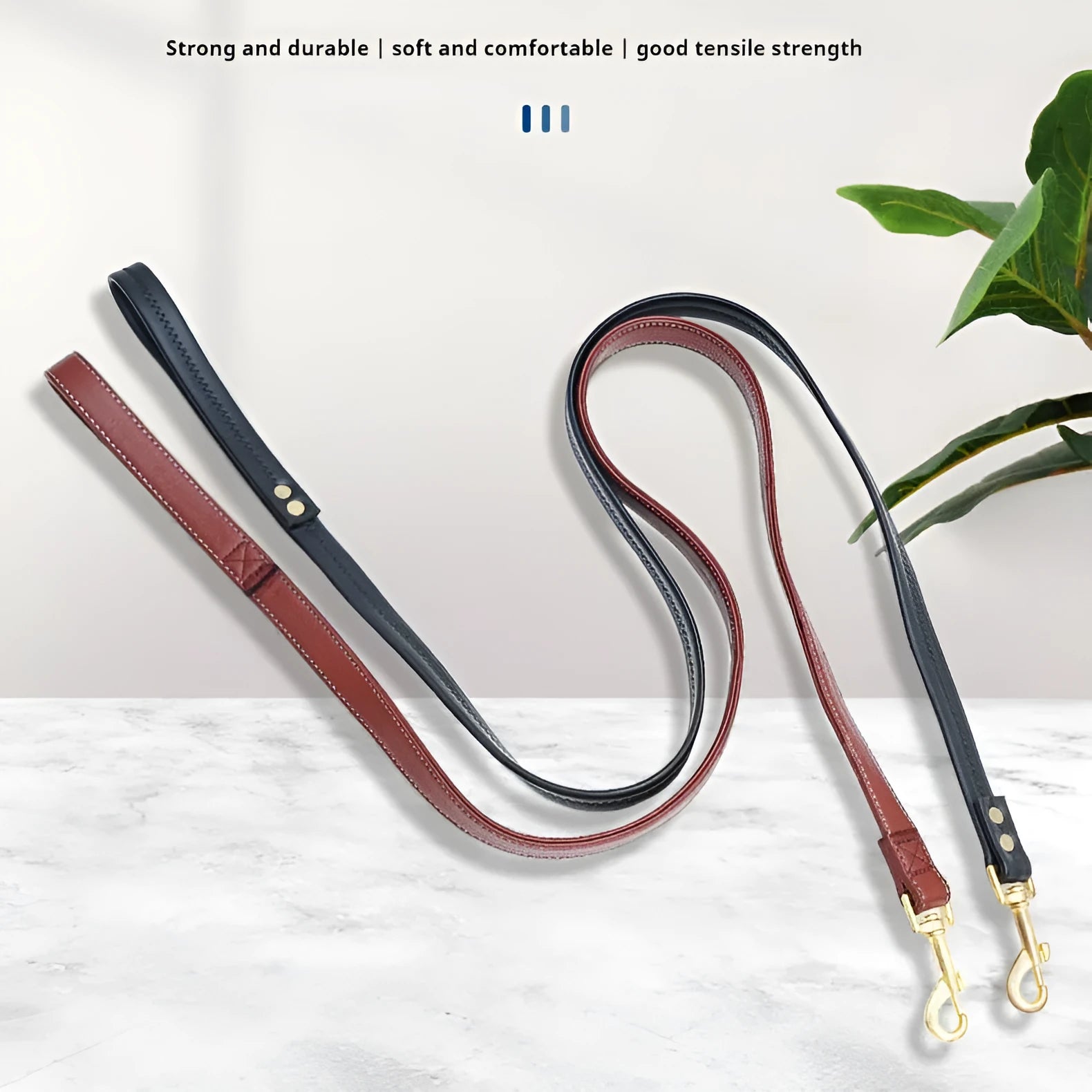 Roran high-grade PU leather pet traction belt in black and maroon colour options