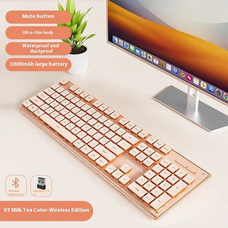 Prewalker V3 wired keyboard and mouse suit in retro green colour on desktop