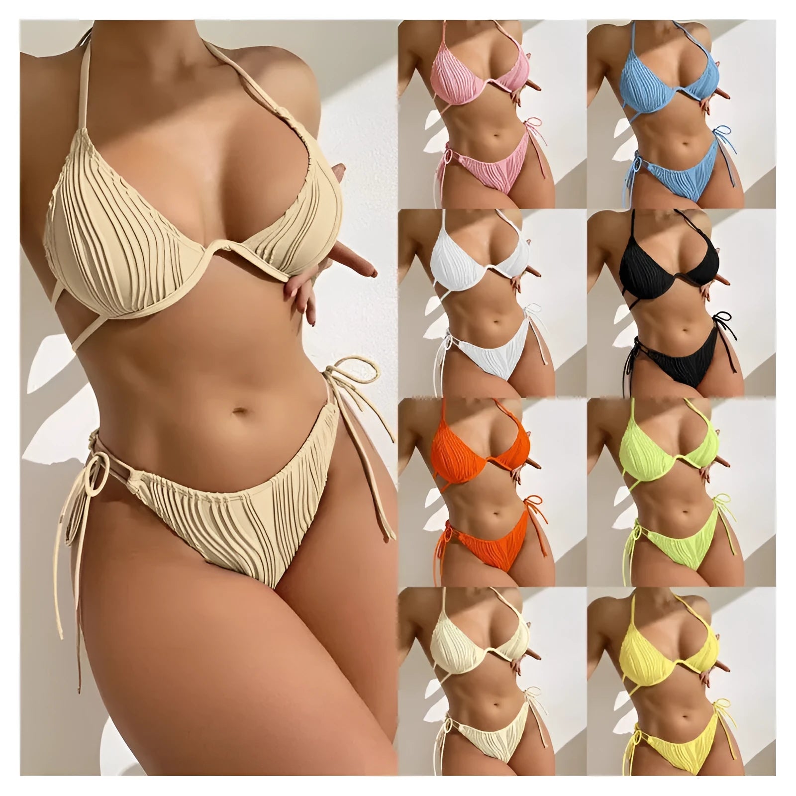 Women's steel bracket underwire bikini swimsuit in multiple colours