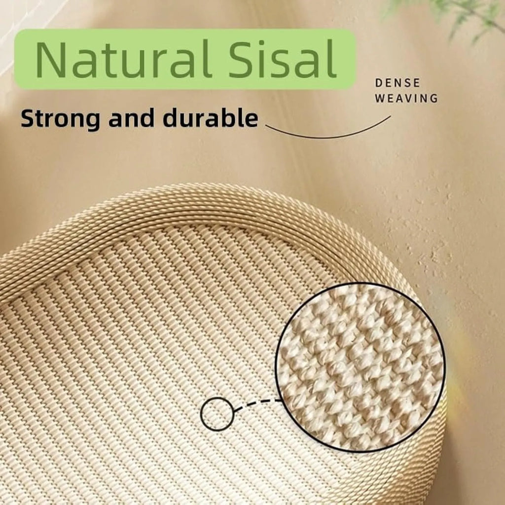 Large natural sisal cat scratching board with an attached lounging platform bed