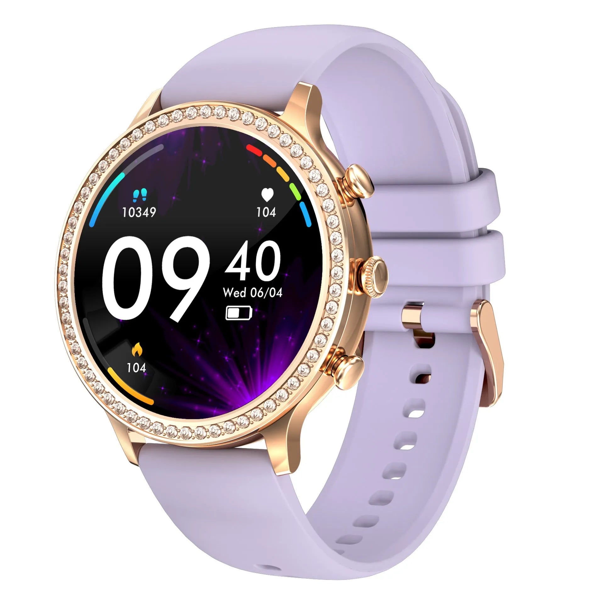 Women's bluetooth smart silicone watch with aluminium alloy case and gold shell powder colour