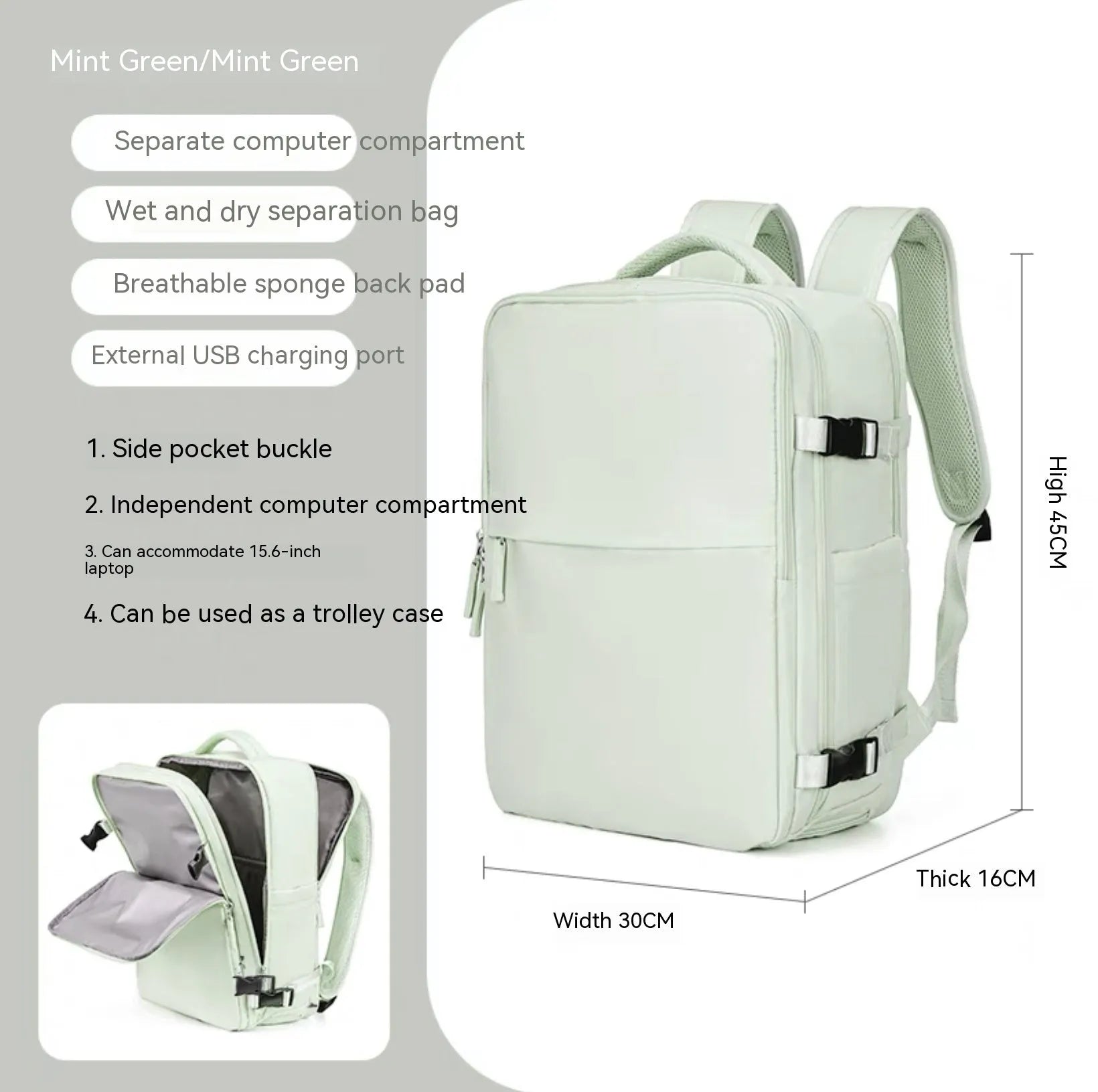 Large waterproof mummy-style backpack in nylon, shown in a selection of colours including black, mint green, and pink.