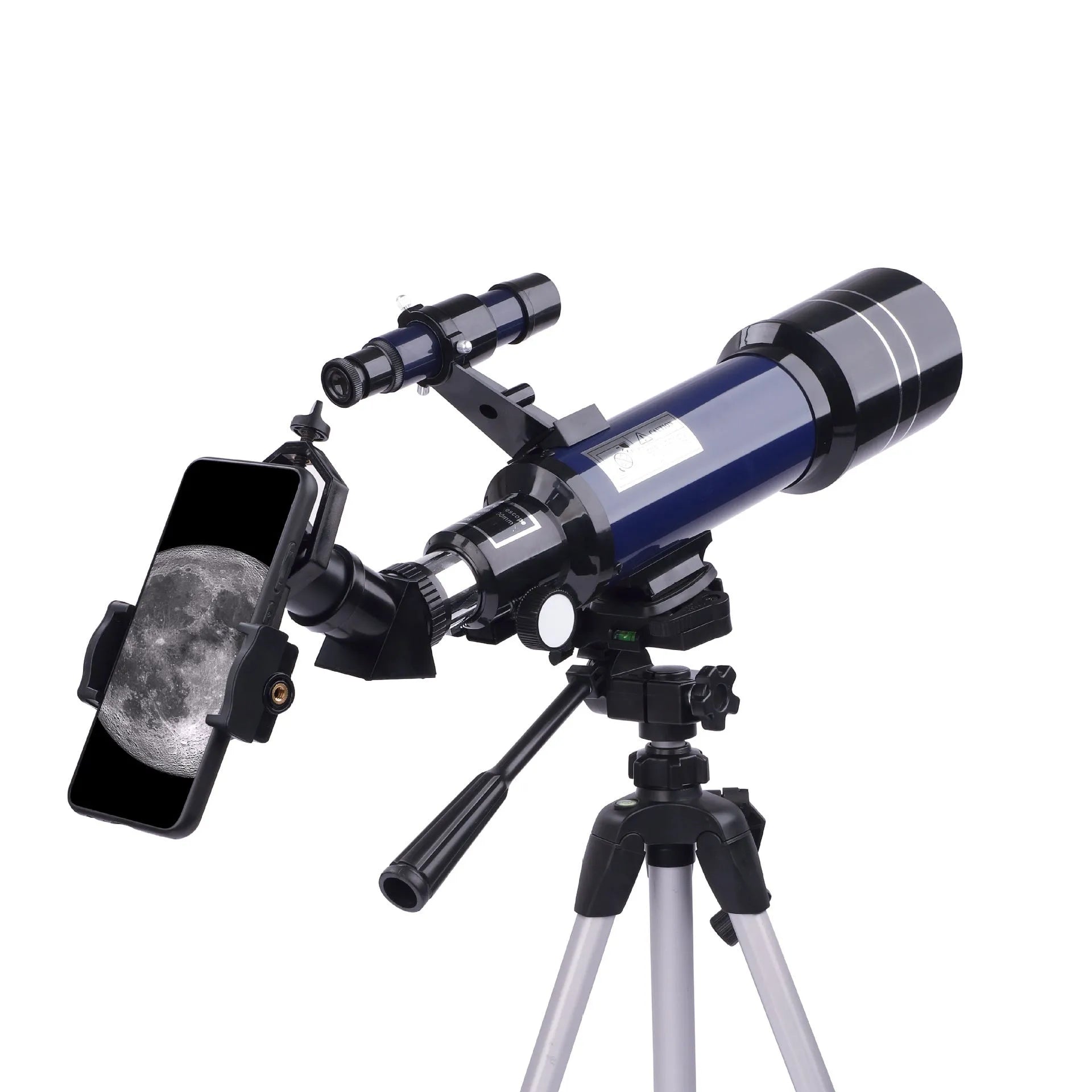 Children's dark blue astronomical telescope with tripod and accessories for stargazing