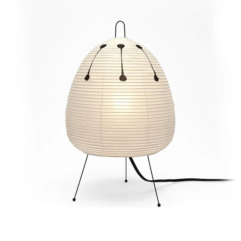 Japanese style rice paper table lamp with handmade shade and aluminium body