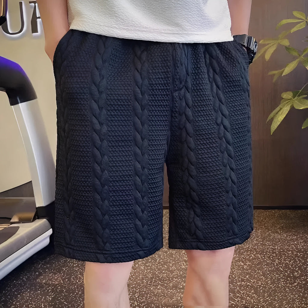 W120 Black loose straight-leg casual sports pants on model showing cotton blend fabric