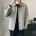 Men's Korean style thin single-layer jacket in polyester, shown in light gray.