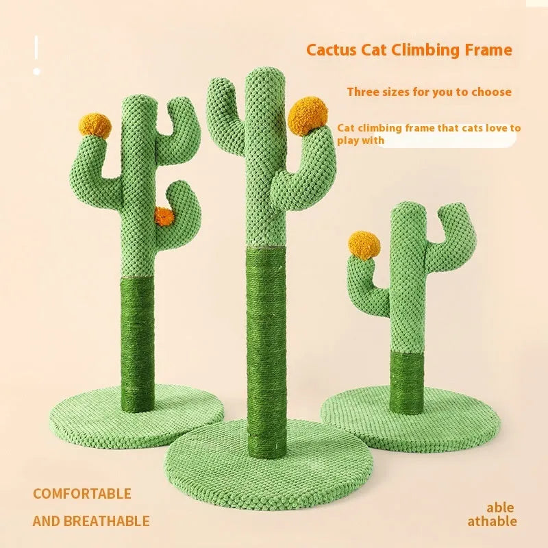 Masson cactus design cat scratch board and climbing post with cotton thread scratching surface.