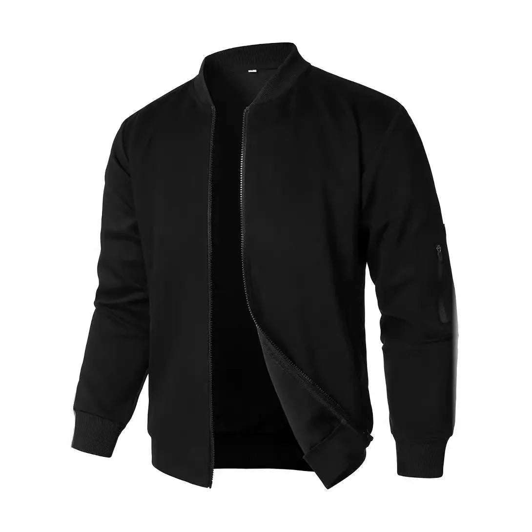 Men's knitted jacket in black gray or blue with long sleeves and loose light business fit cotton blend