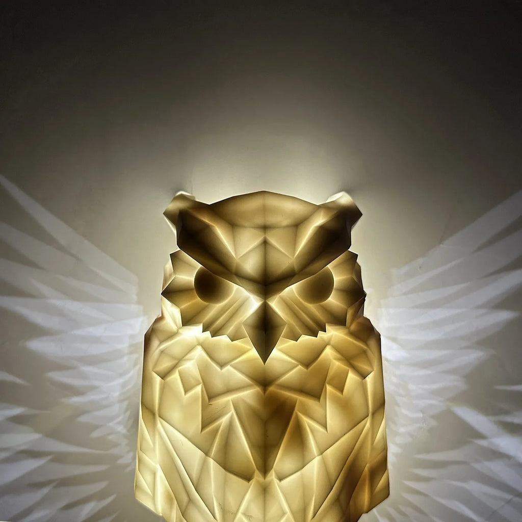 Injection moulded night light with ABS shade, showing owl and eagle silhouette designs for wall decor