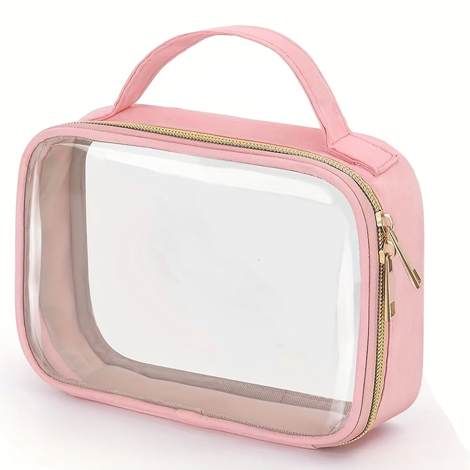 Transparent PVC wash bag with carrying chain for lipstick storage in multiple colour options