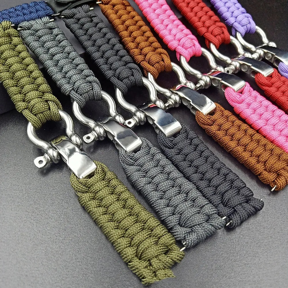 Nylon woven steel buckle strap for Apple Watch, black with connector, fits 38/40mm