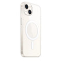 Transparent magnetic back cover phone case for iPhone models on white background
