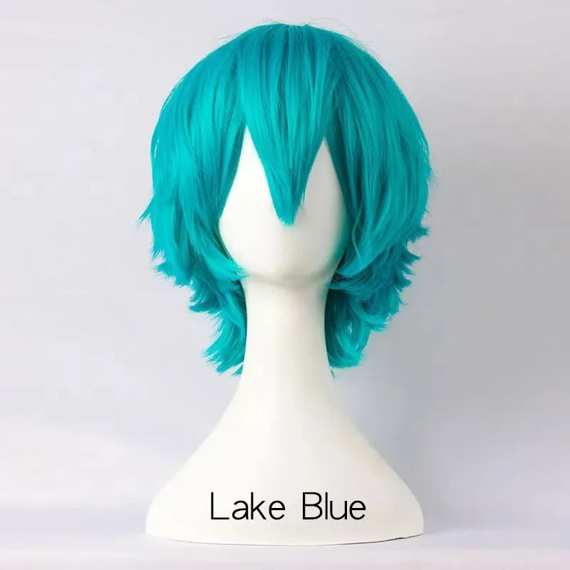 Men's short hairstyle cosplay wig in high-temperature fibre with anti-curling mechanism