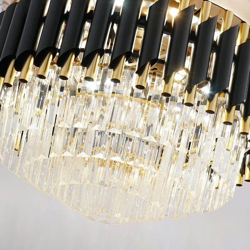 Crystal chandelier ceiling fan light with remote control in 42 or 48 inch size